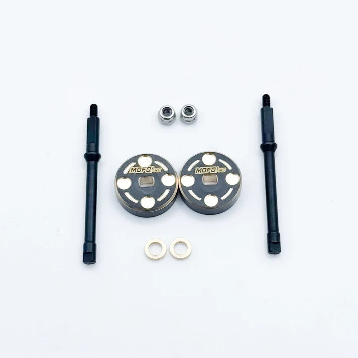 Mofo RC | +4mm Hardened Steel CVD Driveshafts w/ Brass Patty Weights (For Axial® SCX30™)FRONT/ REAR