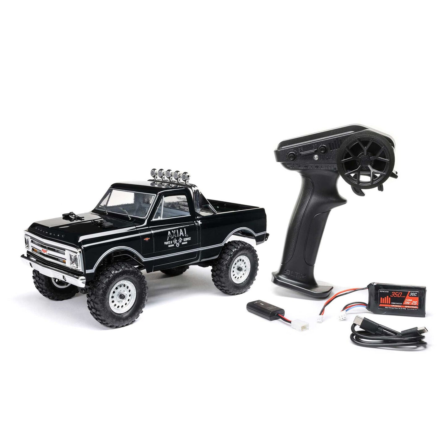 1/24 SCX24 1967 Chevrolet C10 4X4 RTR Brushed Rock Crawler (Batterie & Charger Inclus), NOIR