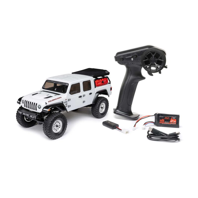 1/24 SCX24 Jeep JT Gladiator 4X4 RTR Brushed Rock Crawler (Battery & Charger Included), White/Blanc