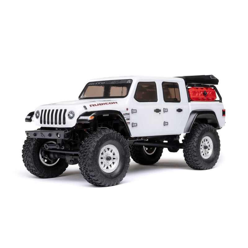 1/24 SCX24 Jeep JT Gladiator 4X4 RTR Brushed Rock Crawler (Battery & Charger Included), White/Blanc