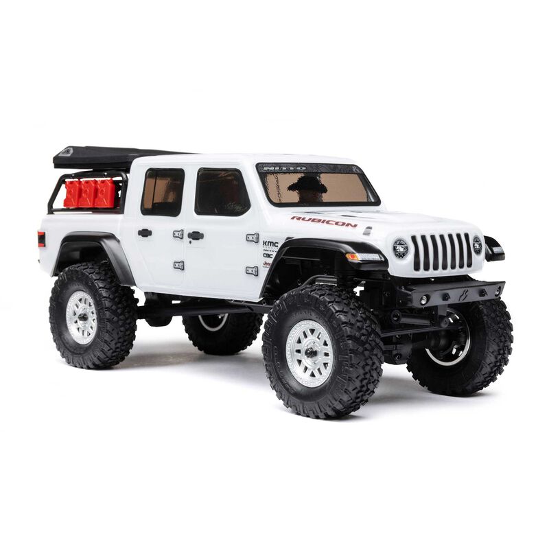 1/24 SCX24 Jeep JT Gladiator 4X4 RTR Brushed Rock Crawler (Battery & Charger Included), White/Blanc