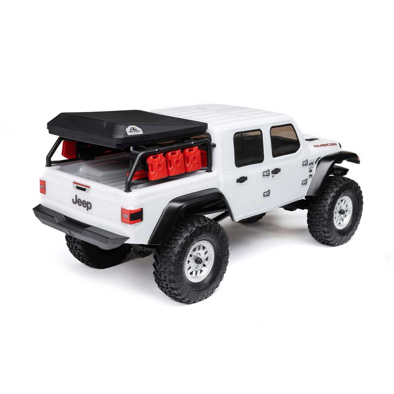 1/24 SCX24 Jeep JT Gladiator 4X4 RTR Brushed Rock Crawler (Battery & Charger Included), White/Blanc
