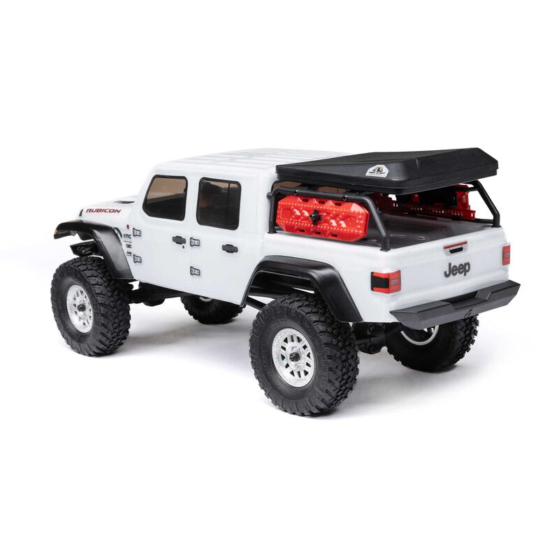1/24 SCX24 Jeep JT Gladiator 4X4 RTR Brushed Rock Crawler (Battery & Charger Included), White/Blanc