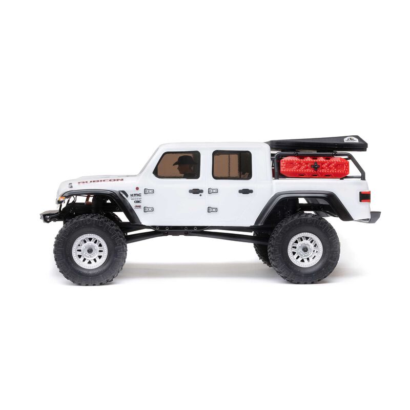 1/24 SCX24 Jeep JT Gladiator 4X4 RTR Brushed Rock Crawler (Battery & Charger Included), White/Blanc