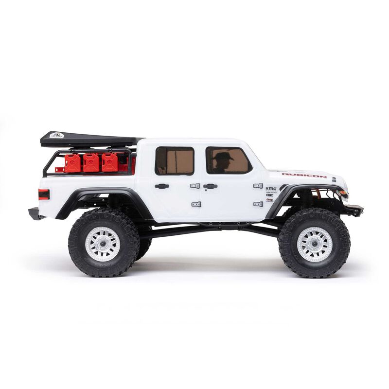 1/24 SCX24 Jeep JT Gladiator 4X4 RTR Brushed Rock Crawler (Battery & Charger Included), White/Blanc