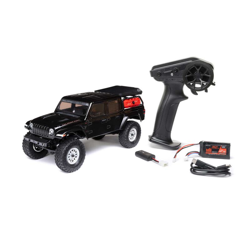 1/24 SCX24 Jeep JT Gladiator 4X4 RTR Brushed Rock Crawler (Battery & Charger Included), Black/Noir