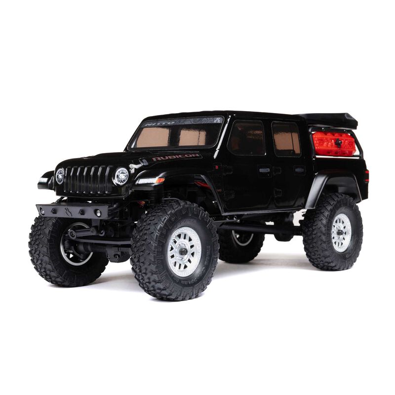 1/24 SCX24 Jeep JT Gladiator 4X4 RTR Brushed Rock Crawler (Battery & Charger Included), Black/Noir
