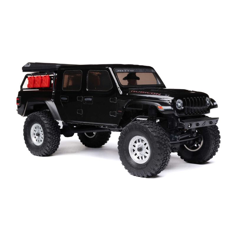 1/24 SCX24 Jeep JT Gladiator 4X4 RTR Brushed Rock Crawler (Battery & Charger Included), Black/Noir