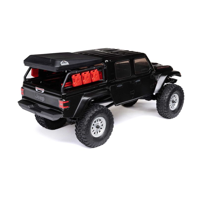 1/24 SCX24 Jeep JT Gladiator 4X4 RTR Brushed Rock Crawler (Battery & Charger Included), Black/Noir