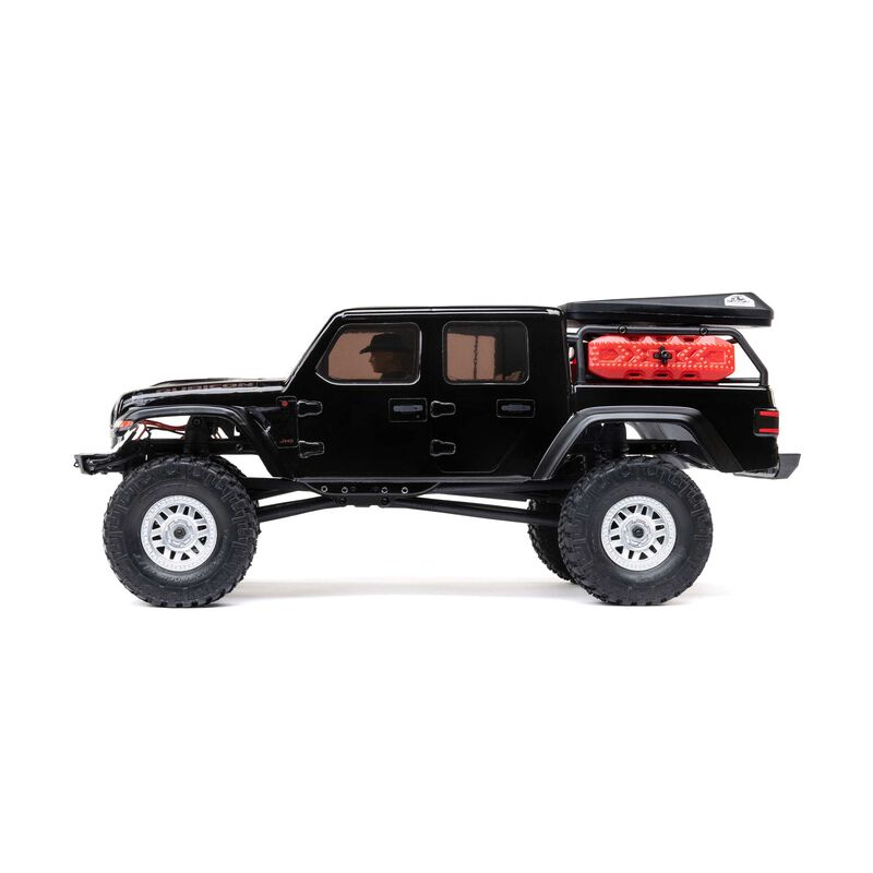 1/24 SCX24 Jeep JT Gladiator 4X4 RTR Brushed Rock Crawler (Battery & Charger Included), Black/Noir