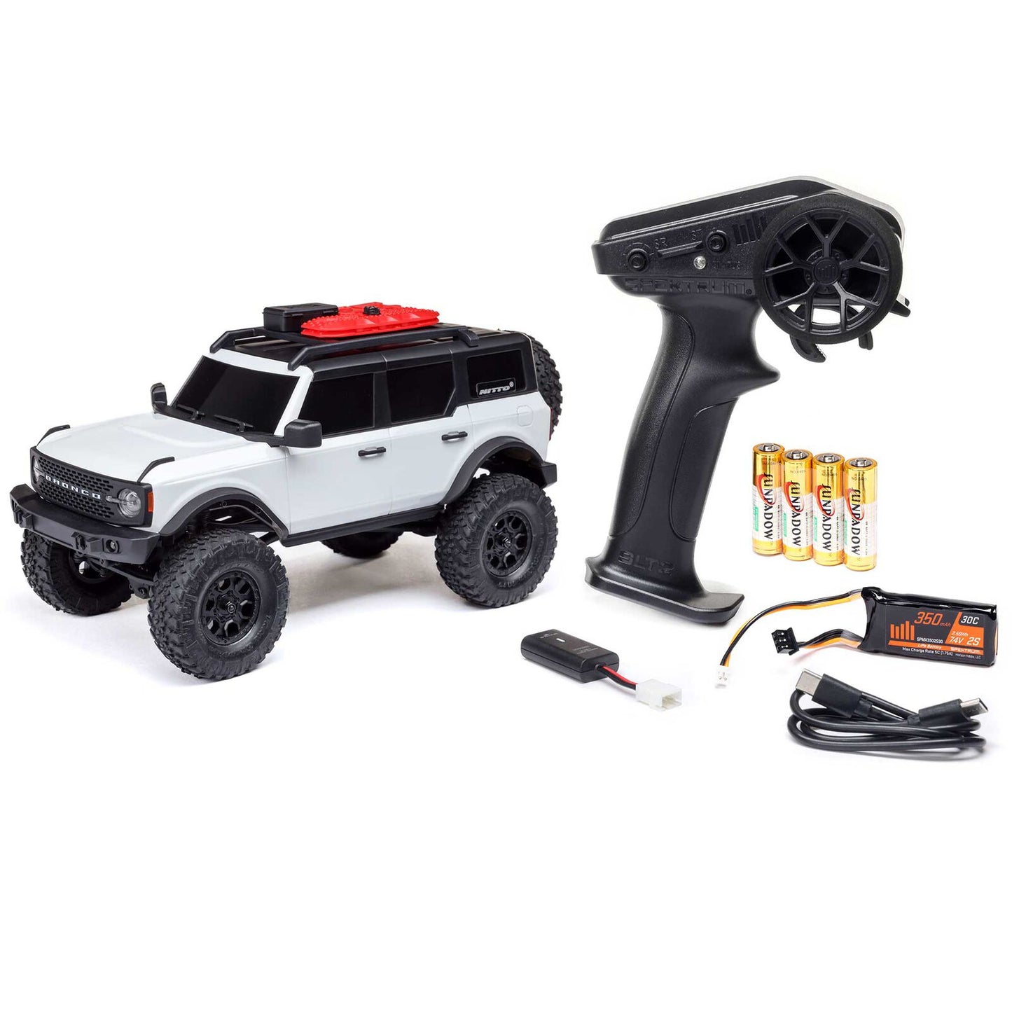 1/24 SCX24 Ford Bronco 4X4 RTR Brushed Rock Crawler (Chargeur et Batterie inclus) BLANC