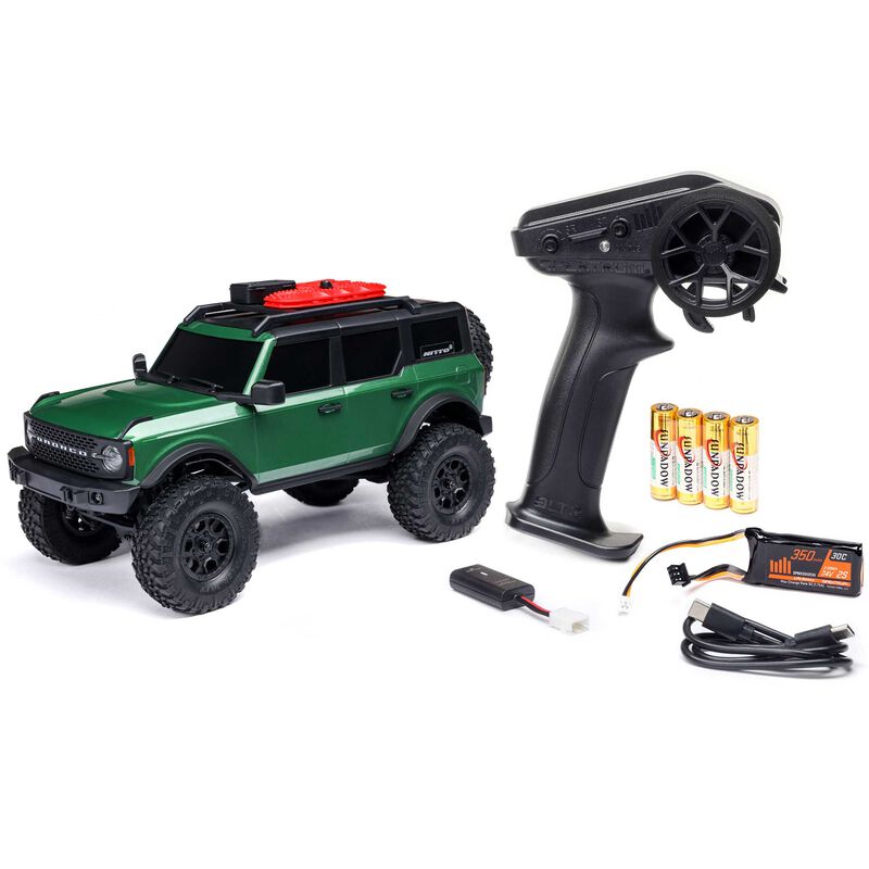 1/24 SCX24 Ford Bronco 4X4 RTR Brushed Rock Crawler (Chargeur et Batterie inclus) VERT