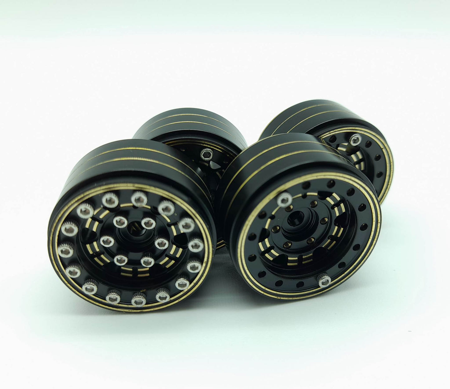 Roues Beadlock 1.0" SCX24 Noir Tout En Laiton (WAGWH10BRK4)