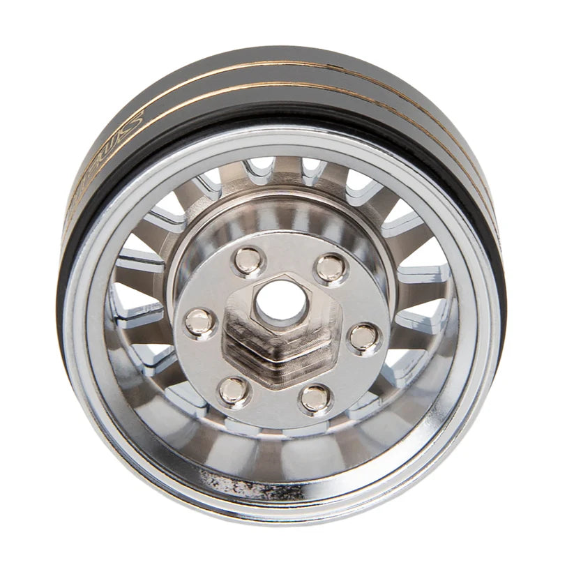 MEUS RACING RC Car 1.0" Beadlock Wheel Aluminum Chrome-Plated Brass Inner Ring Negative Offset -3.25mm for Axial SCX24 TRX4M 1/18 1/24 Upgrade Parts