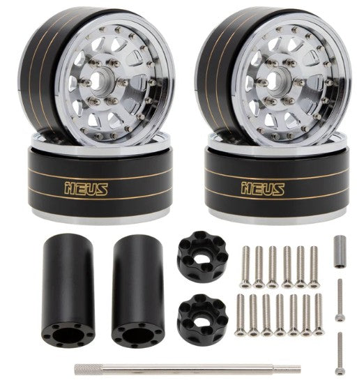 MEUS-19-KY010 MEUS Racing Brass Aluminum 1.9″ Beadlock Wheels Supports Front Rear Twin Wheels for 1/10 TRX-4 TRX-6 SCX10 GEN7 GEN8 D90 C Chrome