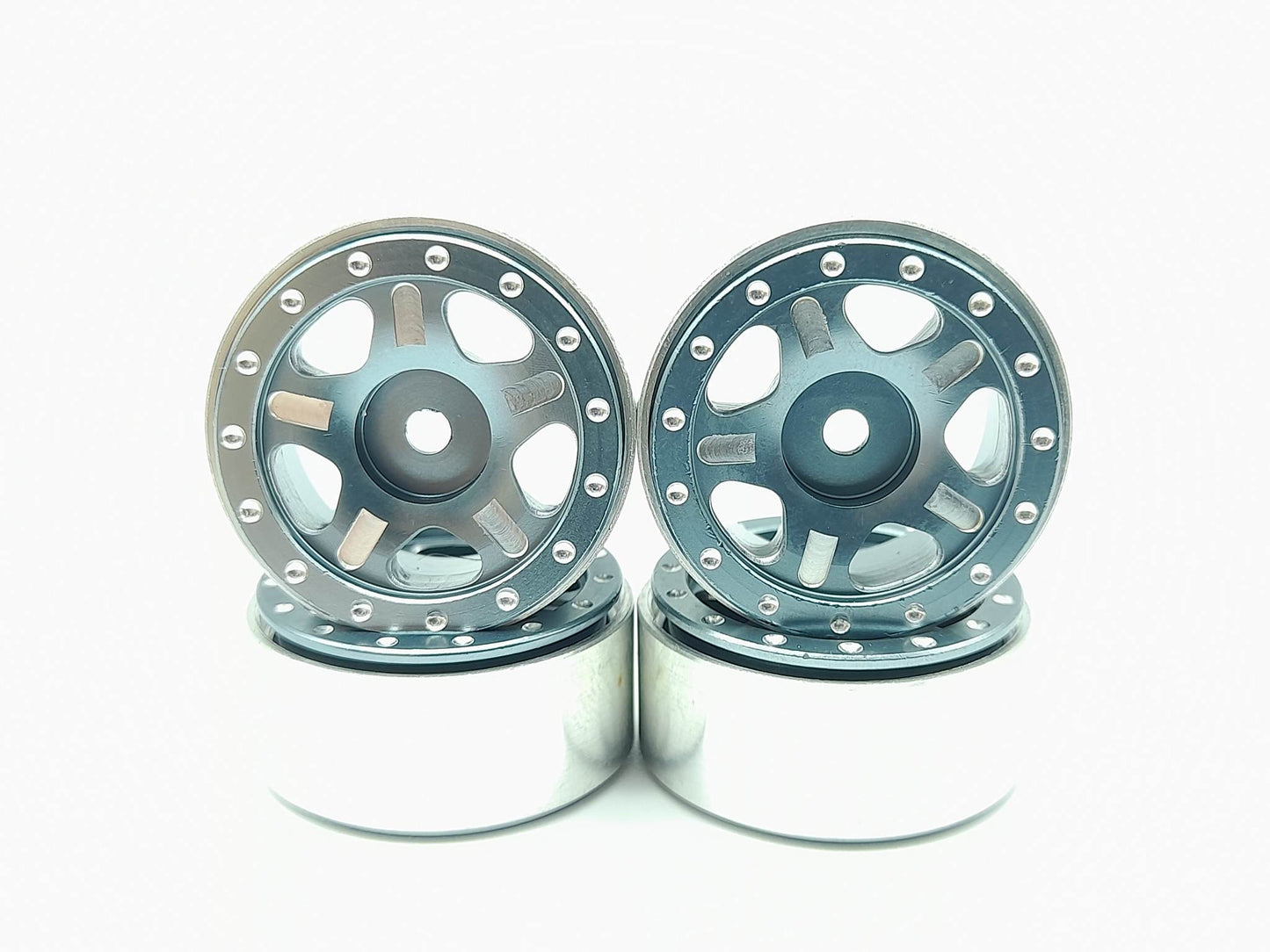 Roues Beadlock 1" Gris foncé SCX24 (4) (WAGWH10GM4)