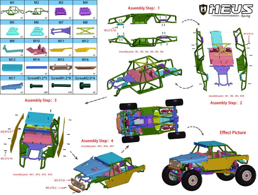 MEUS Racing 1/18 TRX4M Ripper Nylon Injection Molding V2 Version Nylon Cage Body Shell for 1/18 TRX4M