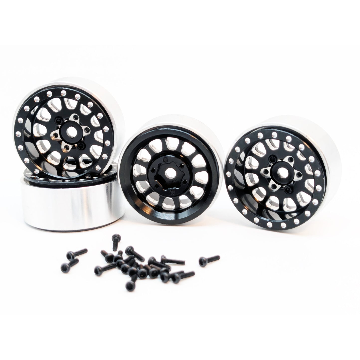 Roues Beadlock 1.0″ noir SCX24 (4) (WAGWH10BK4-1)