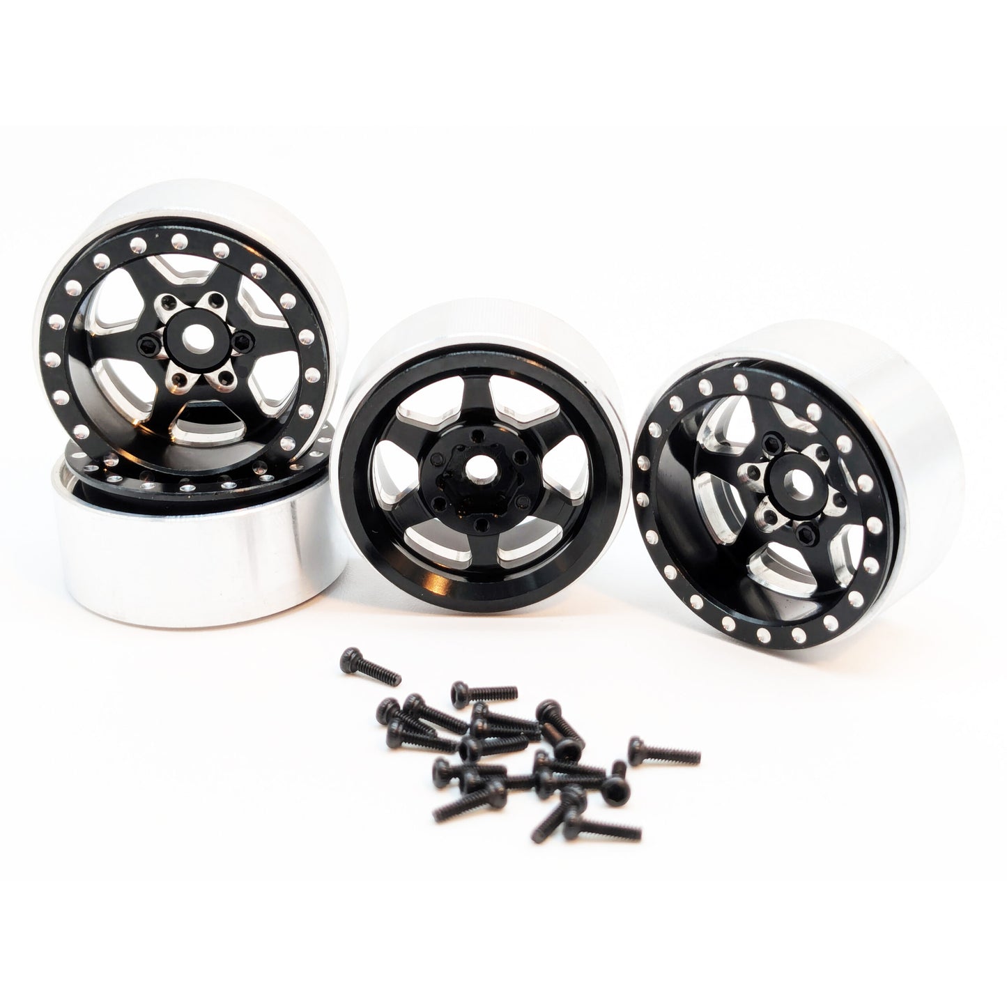 Roues Beadlock 1.0″ noir SCX24 (4) (WAGWH10BK4-2)