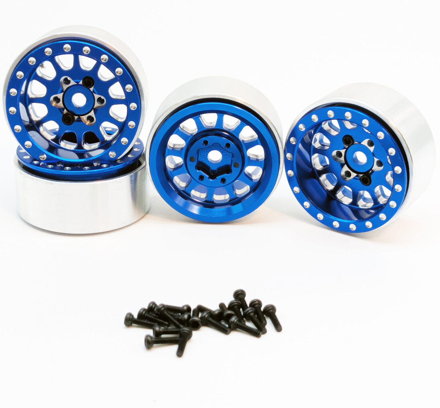 Roues Beadlock 1.0″ bleu SCX24 (4) (WAGWH10BL4-1)