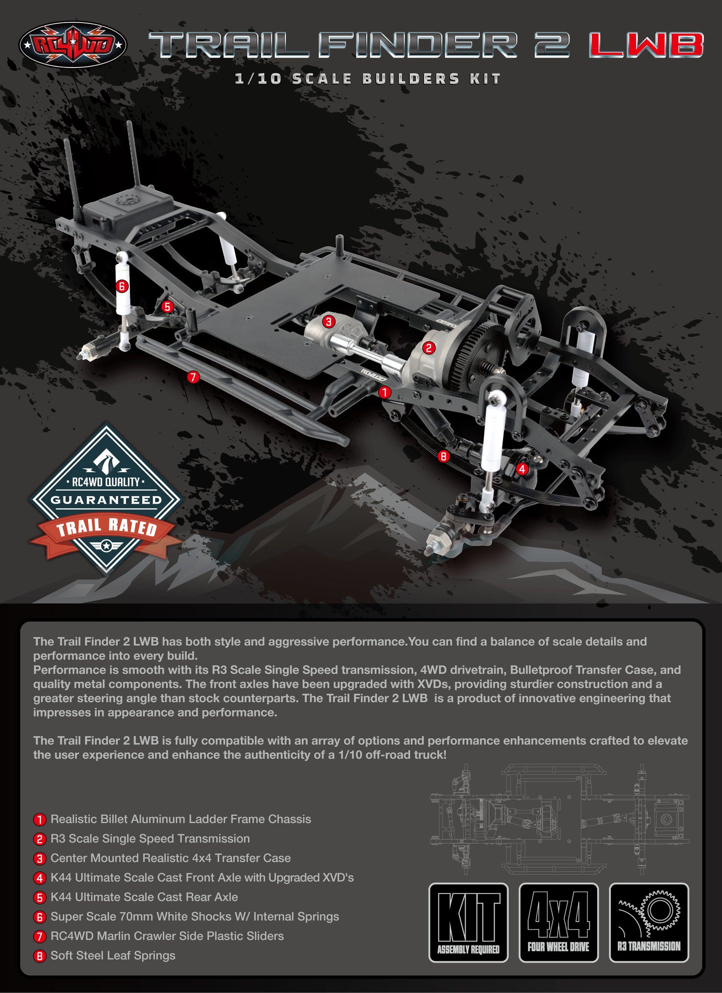 RC4WD 1/10 Trail Finder 2 LWB Scale Builder 4x4 Kit