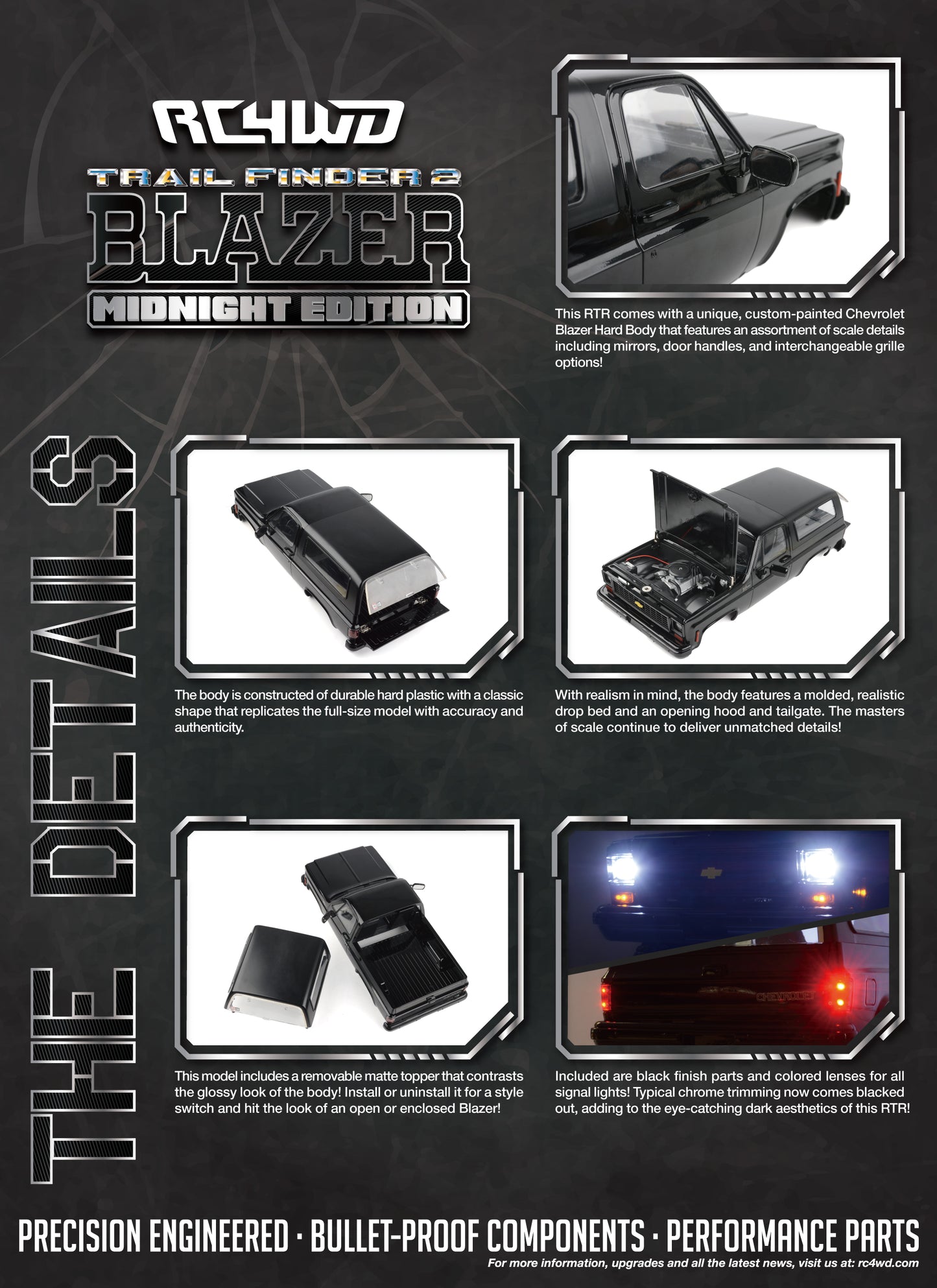 RC4WD Trail Finder 2 RTR Scale Truck w/Chevrolet Blazer Body Set (Midnight Edition) - Z-RTR0068
