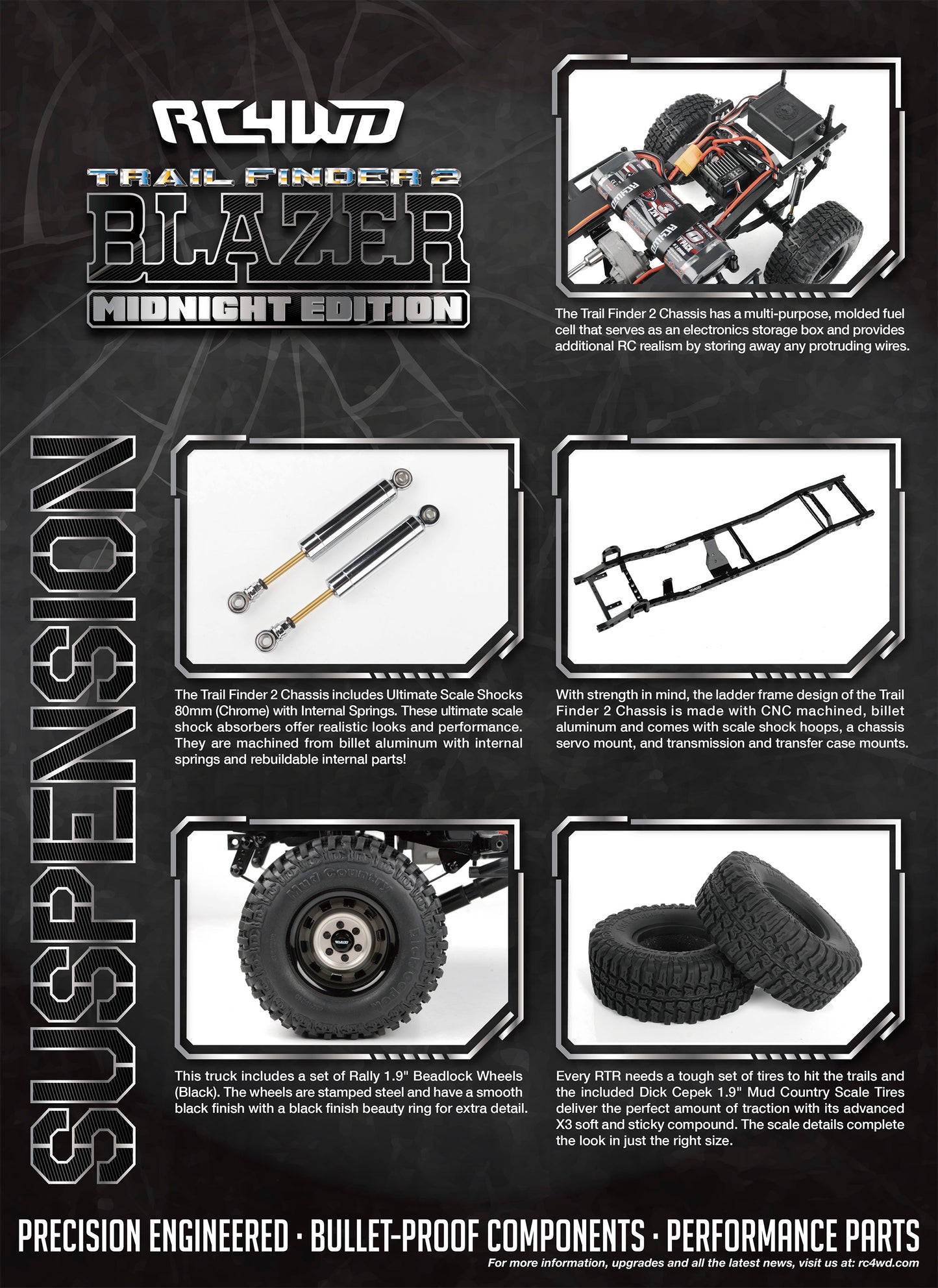 RC4WD Trail Finder 2 RTR Scale Truck w/Chevrolet Blazer Body Set (Midnight Edition) - Z-RTR0068