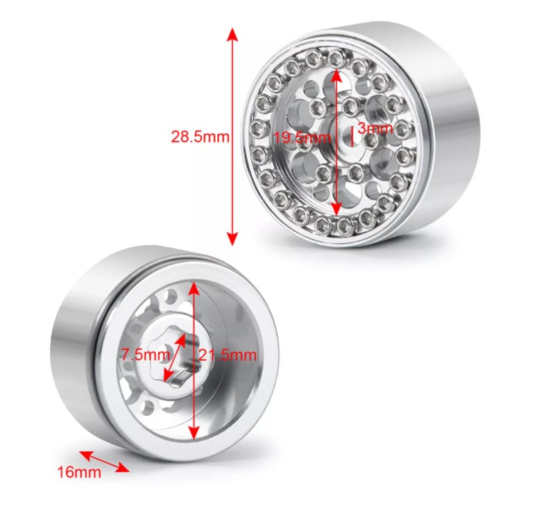 Roues Beadlock lot de 4 SCX24 (R24-3)
