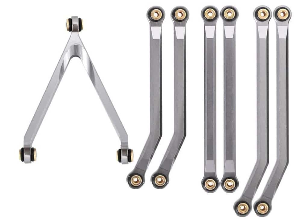 Ensemble de liens en Aluminium Haute Clairance pour SCX24 Deadbolt - Argent (L24-1)