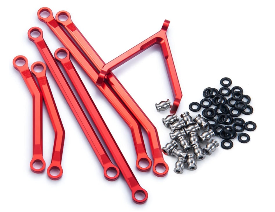 Ensemble de liens en Aluminium Haute Clairance pour SCX24 Deadbolt - Rouge (L24-2)