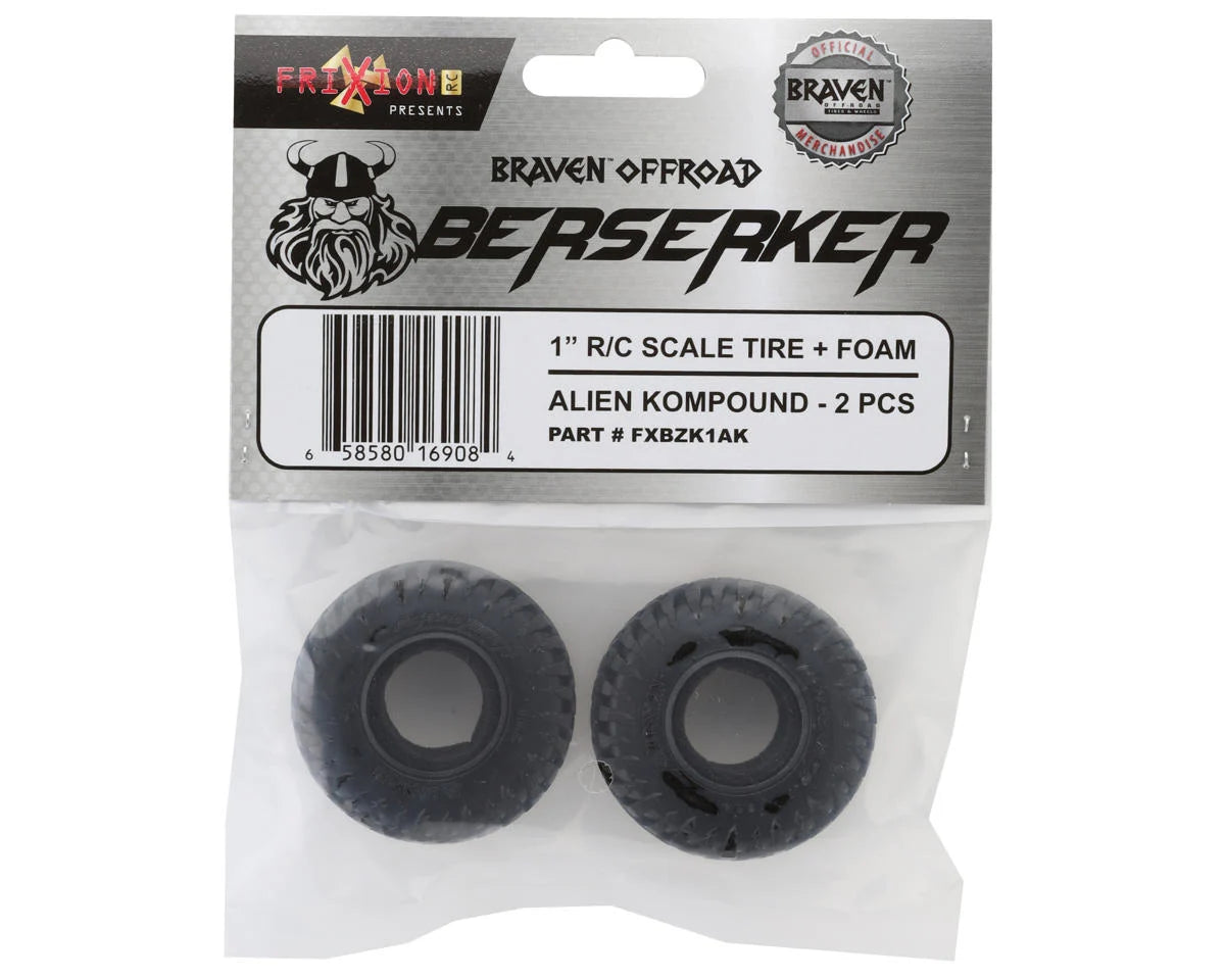 Pit Bull Tires 1.0" Braven Berserker Micro Crawler Tires (2) (Alien) w/Foam Inserts