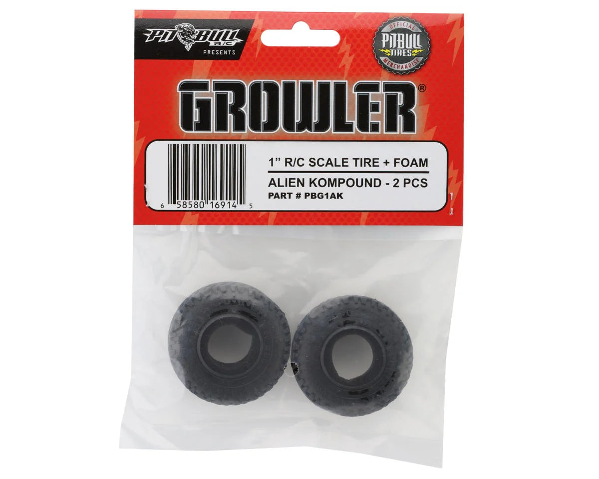 Pit Bull Tires 1.0" Growler Micro Crawler Tires (2) (Alien) w/Foam Inserts