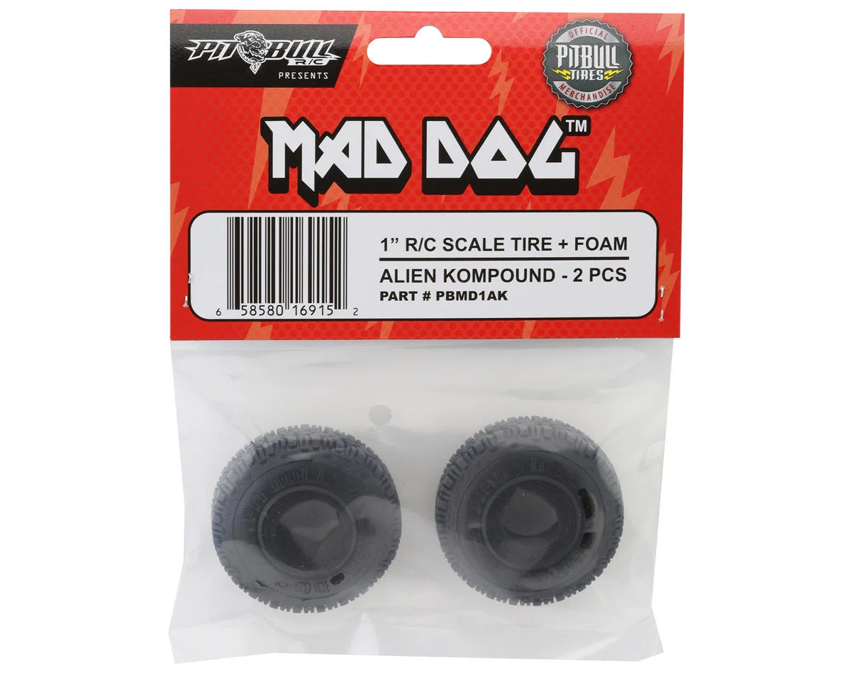 Pit Bull Tires 1.0" Mad Dog Micro Crawler Tires (2) (Alien) w/Foam Inserts
