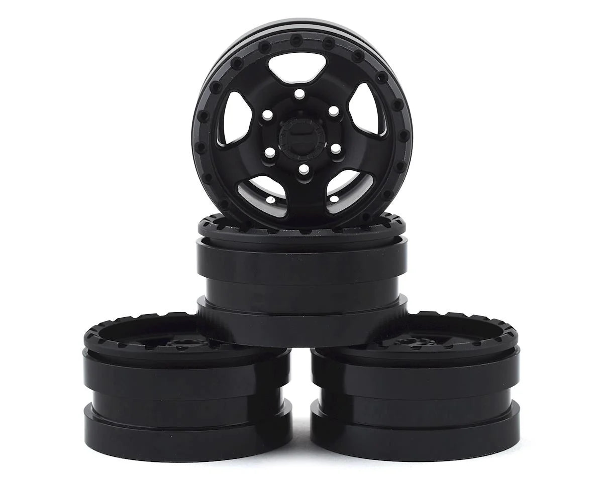 Pit Bull Tires Raceline Combat 1.55 Aluminum Beadlock Crawler Wheels (Black) (4) w/12mm Hex