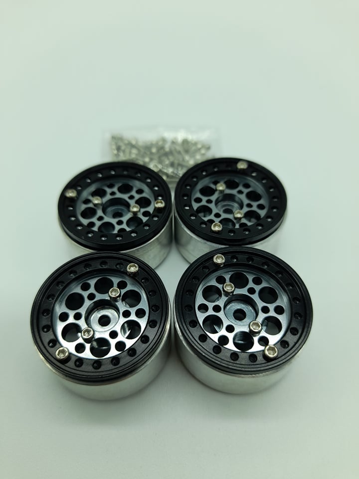 Roues Beadlock 1" lot de 4 pour SCX24 Gris Foncé/Noir (WAGWH10SLB4)