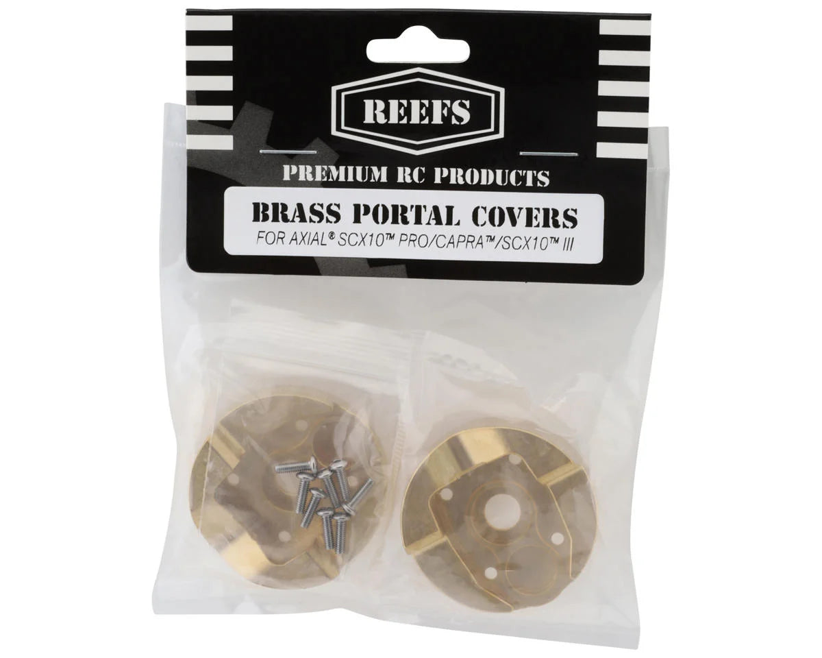 Reefs RC Axial SCX10 Pro Brass Outer Portal Covers (Gold) (2) (89g)