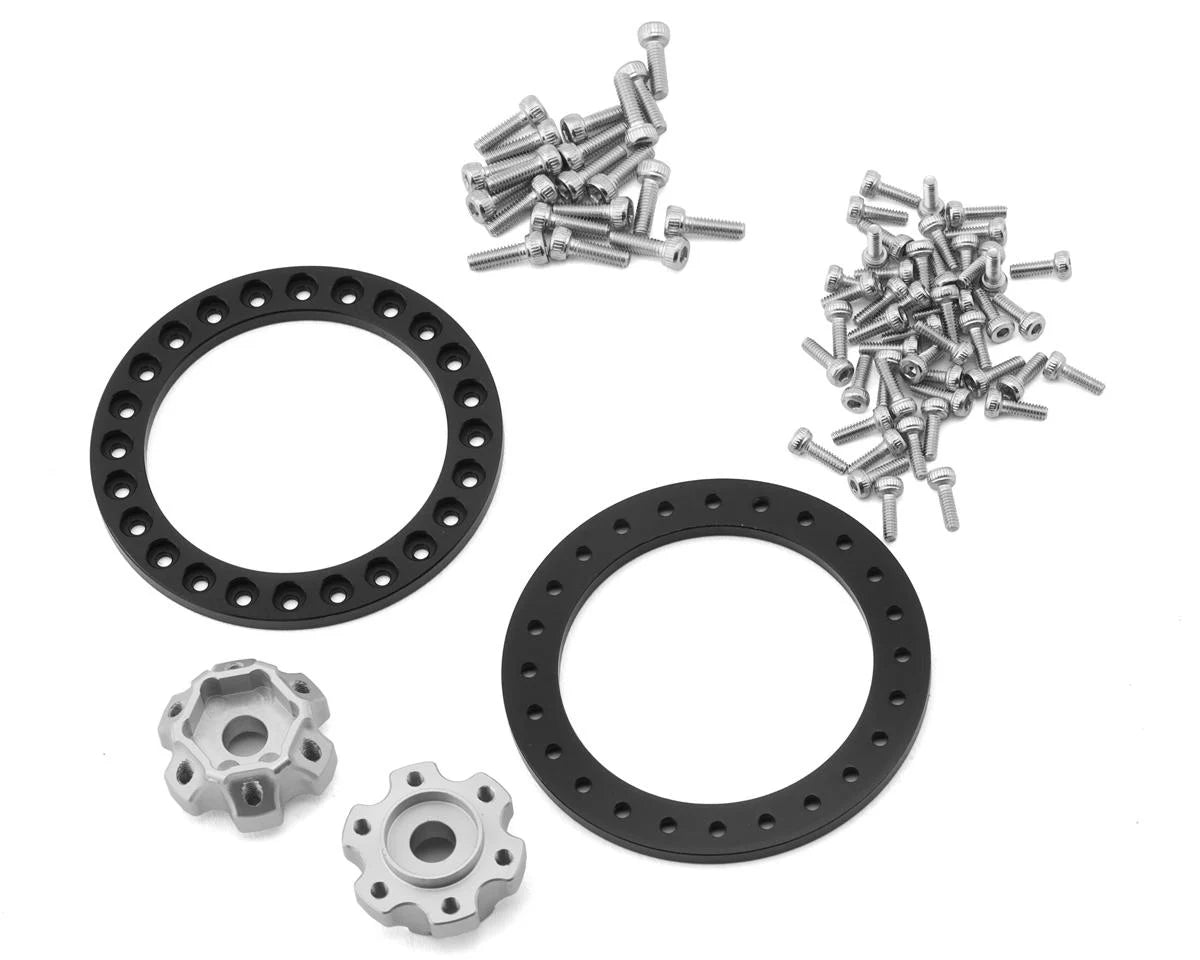 Reefs RC SHIELD 1.9" Beadlock Wheels w/Reef Hubs & Rings (Silver) (2)