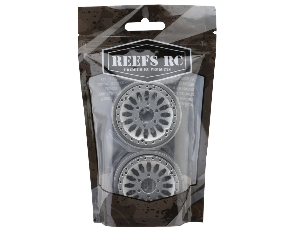 Reefs RC SHIELD 1.9" Beadlock Wheels w/Reef Hubs & Rings (Silver) (2)