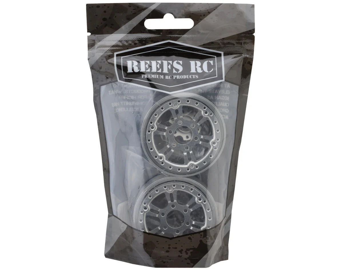 Reefs RC BLADE 1.9" Aluminum Beadlock Wheels w/Reef Hubs & Rings (Silver) (2)