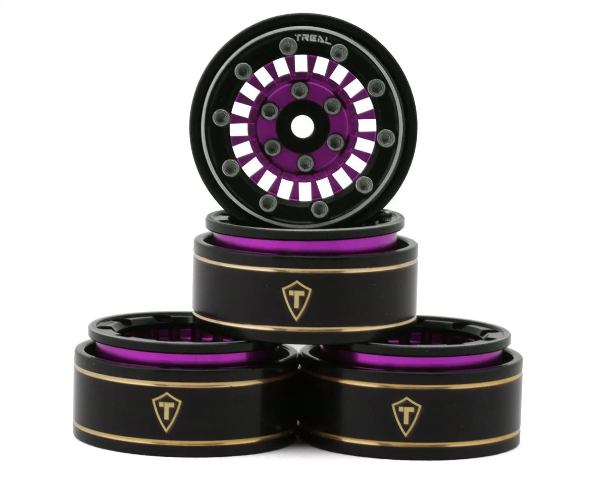 Treal Hobby Type C 1.0" Brass Beadlock Crawler Wheels (4) (27.3g) couleurs variées