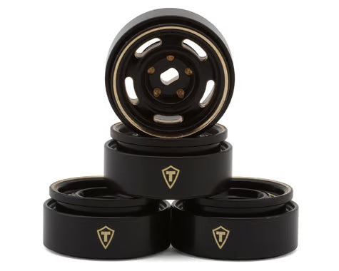 Treal Hobby 0.7" 5-Slot Brass Micro Rock Crawler Beadlock Wheels (Black/Gold) (4) (14g ea)