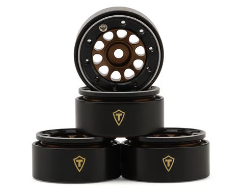 Treal Hobby Type E 0.7" Aluminum Micro Crawler Beadlock Wheels (4) (9.5g ea) w/Brass Rings