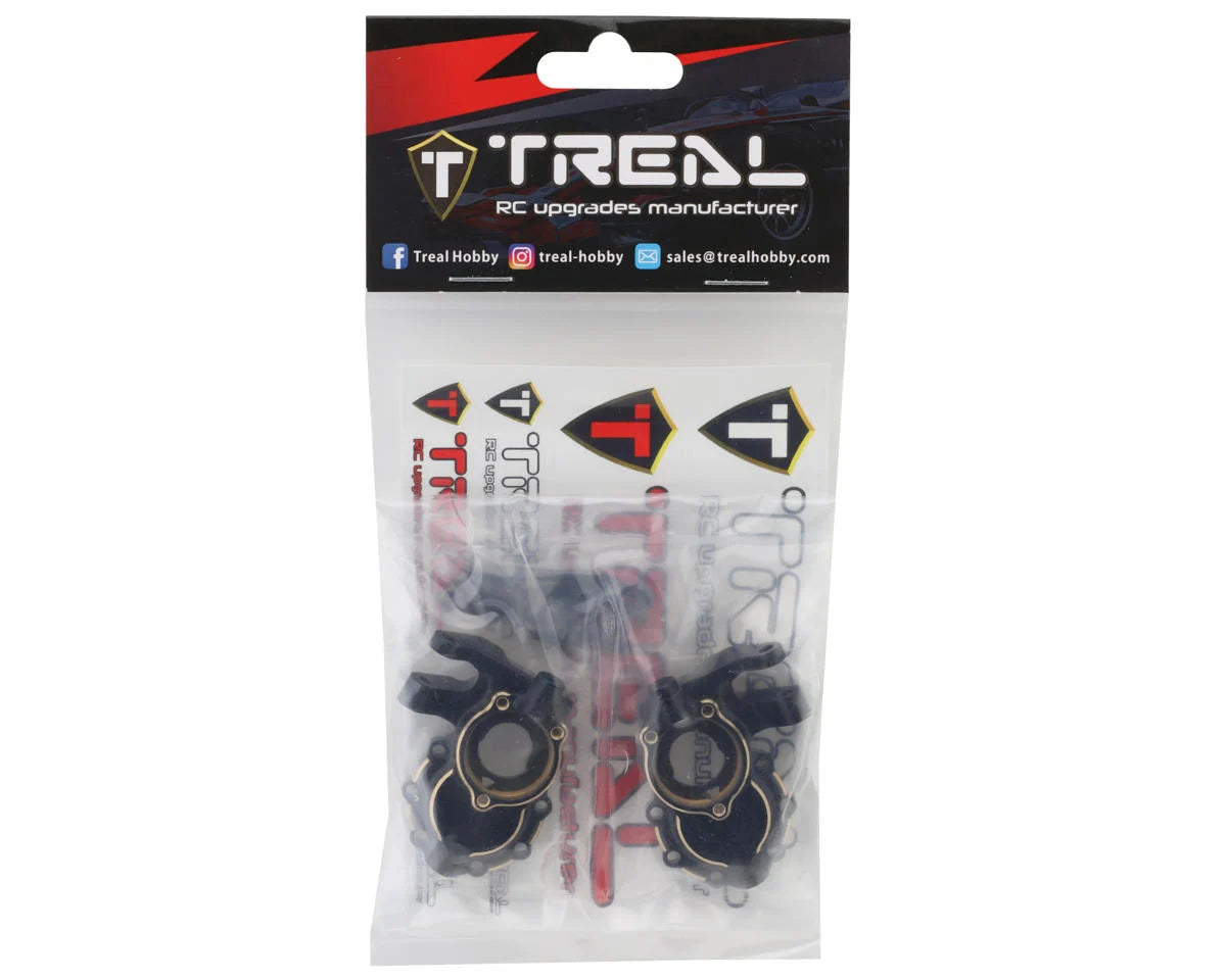 Treal Hobby Brass Steering Knuckles Portal Covers for Traxxas TRX-4 (Black) (2) (67g)