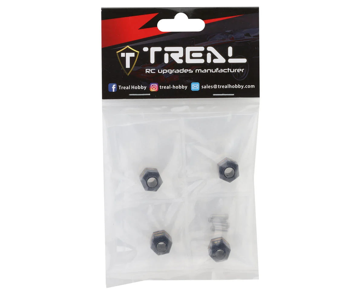 Treal Hobby Brass Hex Adapters for Traxxas TRX-4 (Black) (4) (+5mm)