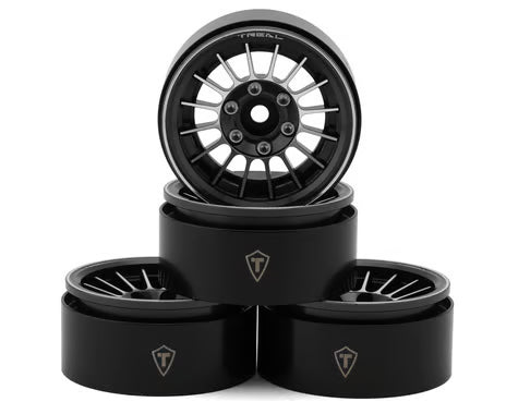 Treal Hobby 1.9" Type-J Multi-Spoke Aluminum Crawler Beadlock Wheels (Black) (4) (113.7g ea)