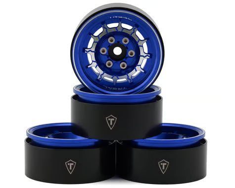 Treal Hobby 1.9" Type-M Aluminum Crawler Beadlock Wheels (Blue) (4) (122.9g ea)