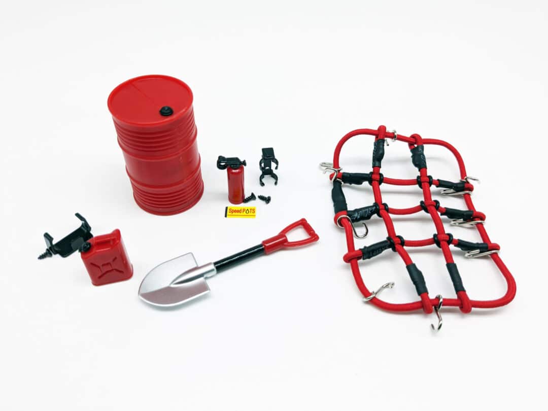 Ensemble bidon d’essence , Baril , Extincteur , Pelle et Filet grandeur 1/24 (WAGACC24BESCNR)