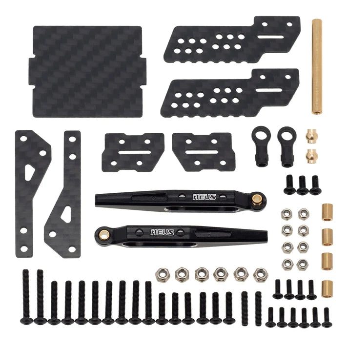 MEUS Racing Aluminum Rear Suspension Trailing Arms Rear Knife Arms Dual Shocks for 1/18 TRX4M Crawler Upgrade