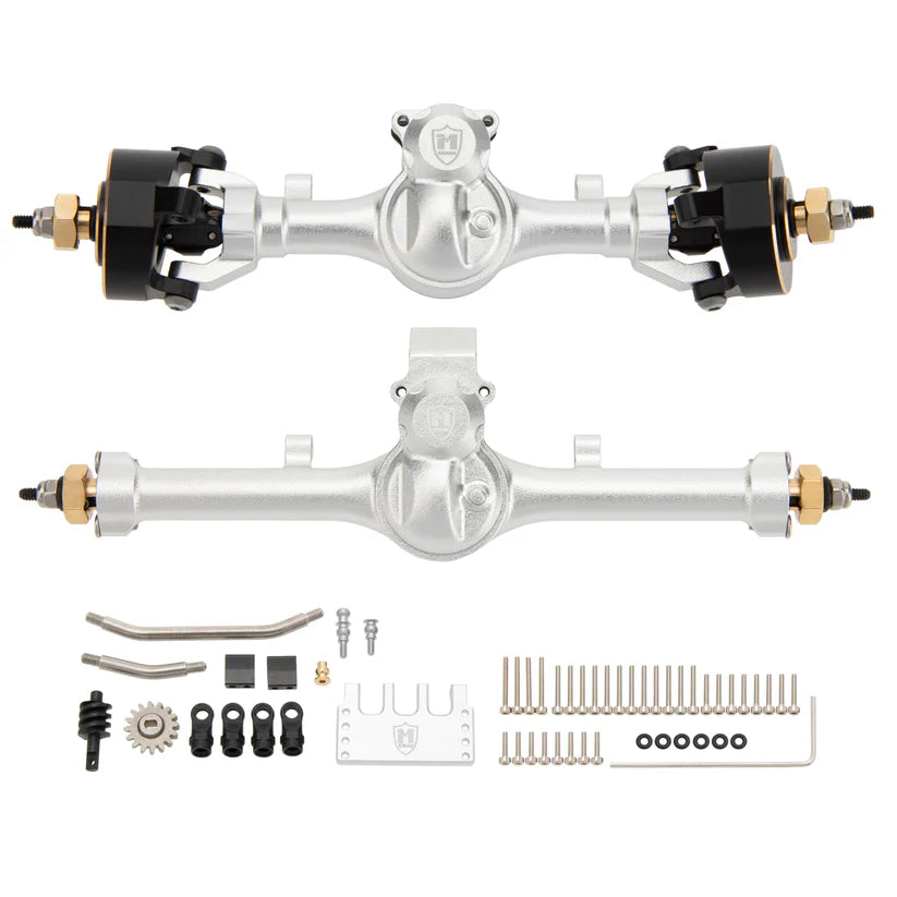 MEUS Racing SCX24 Metal V2 Isokinetic Front Rear Axles +5MM Isokinetic 3-Section CVD With 52° Steering Angle for 1/24 SCX24