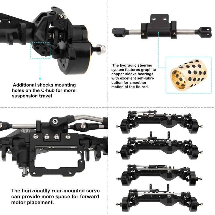 MEUS Racing MEUS-UTB19-88 CHEAT CODE V2 Capra 1.9 Isokinetic Portal Axles black – Silver front and rear axles